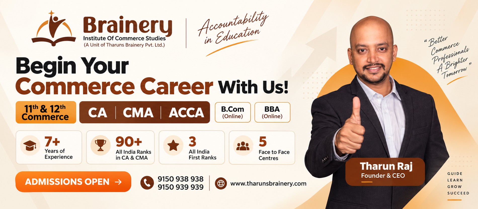 Brainery Institute of Commerce Studies — Begin Your Commerce Career With Us. CA, CMA, ACCA, B.Com and BBA coaching, 90+ All India Ranks, 3 centres in Chennai.